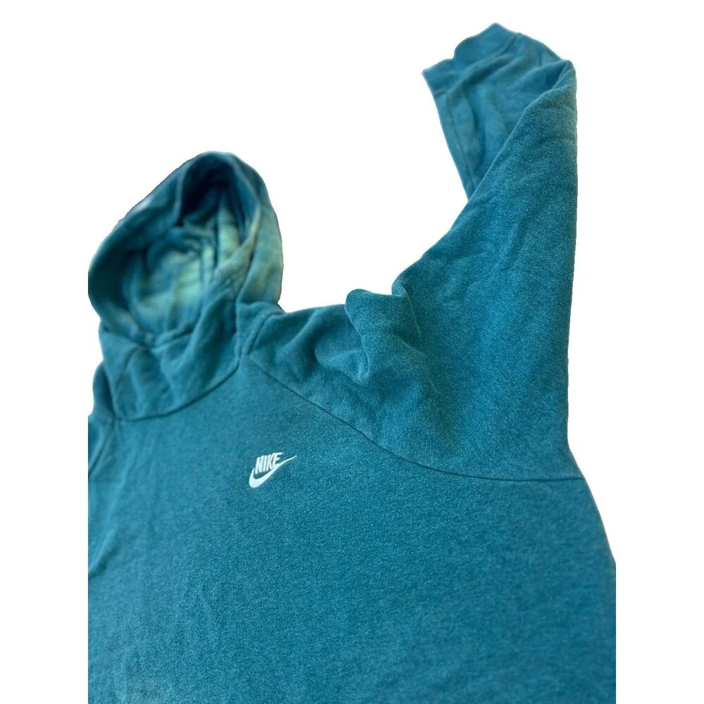 Nike XXL Teal Pullover Hoodie Embroidered Swoosh Funnel Neck Unisex